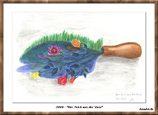 Aquarell - Surealismus - Der Teich aus der Vase