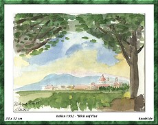 Italien Aquarell - Blick auf Pisa