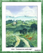 Italien Aquarell - Toskanische Landschaft